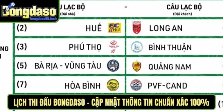 Lịch thi đấu bongdaso